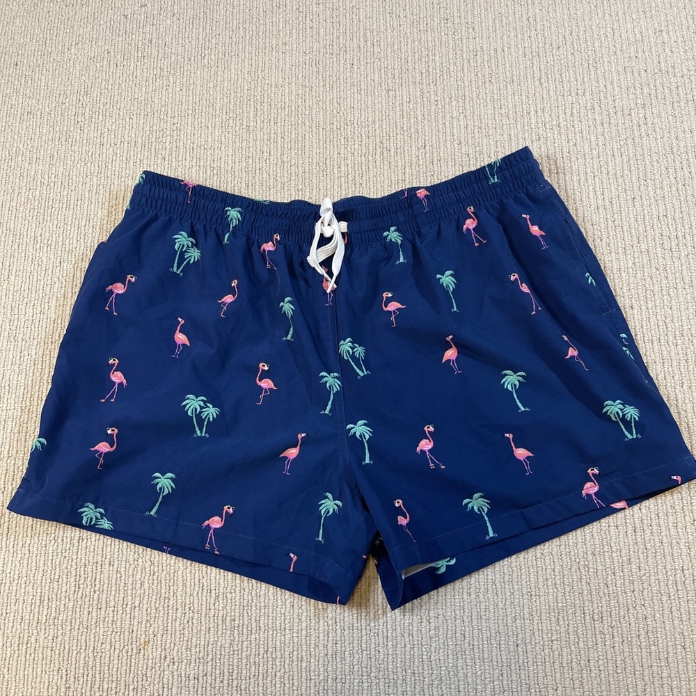 Chubbies Men's XXL Swim Trunks Blue Palm Flamingo  Mesh Lined Shorts Surfing